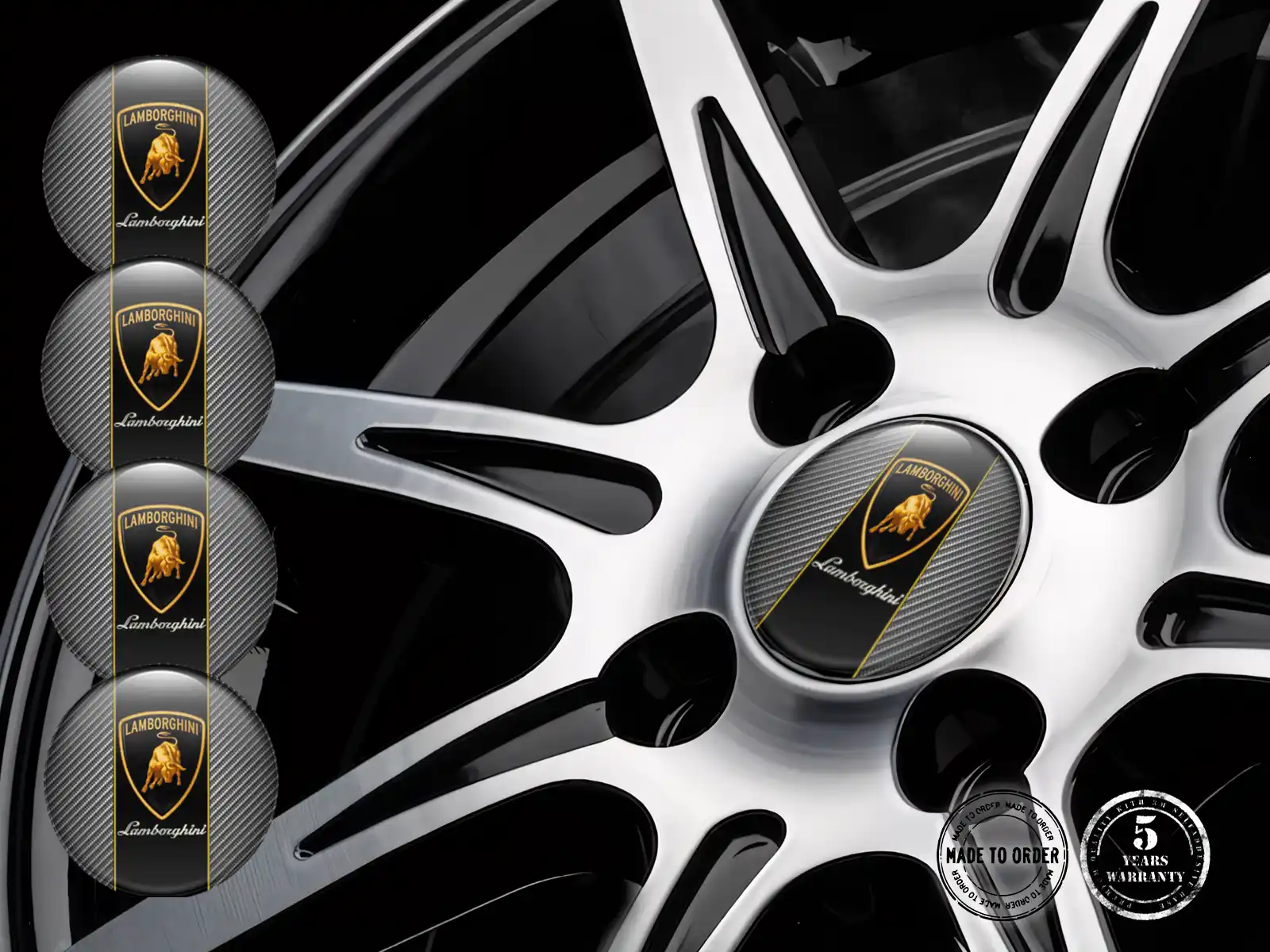 Lamborghini Emblema de Rueda Versión Diseño de Cúpula Alta Calidad